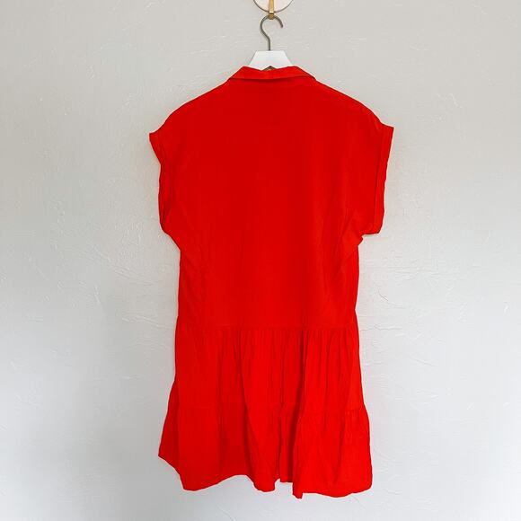 ZARA Coral Rhinestone Button Dress Large - Picture 3 of 5